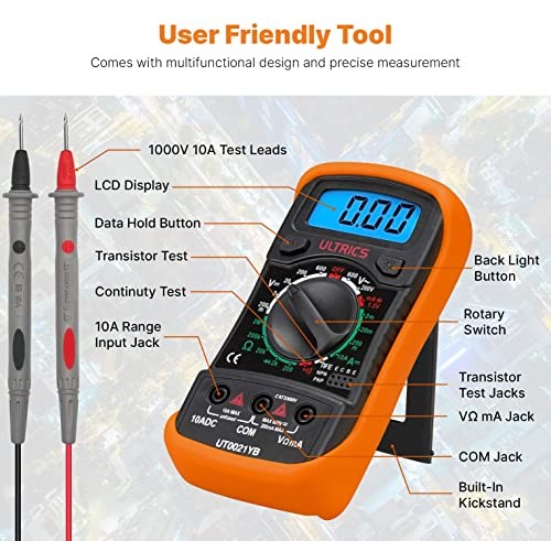 Voltmeter Ammeter Ohmmeter Circuit Checker with Backlight Digital Multimeter