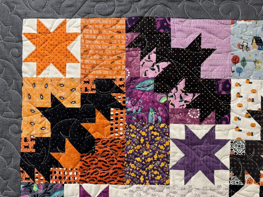 Night Flight ~ BasicGrey Quilt Pattern ~ Halloween bats stars pieced Basic Grey