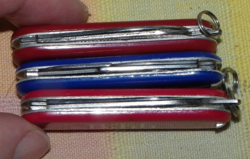 3 Advertising Pocketknives-Blade + Scissors + File-Bibb + Comm Service Ctr