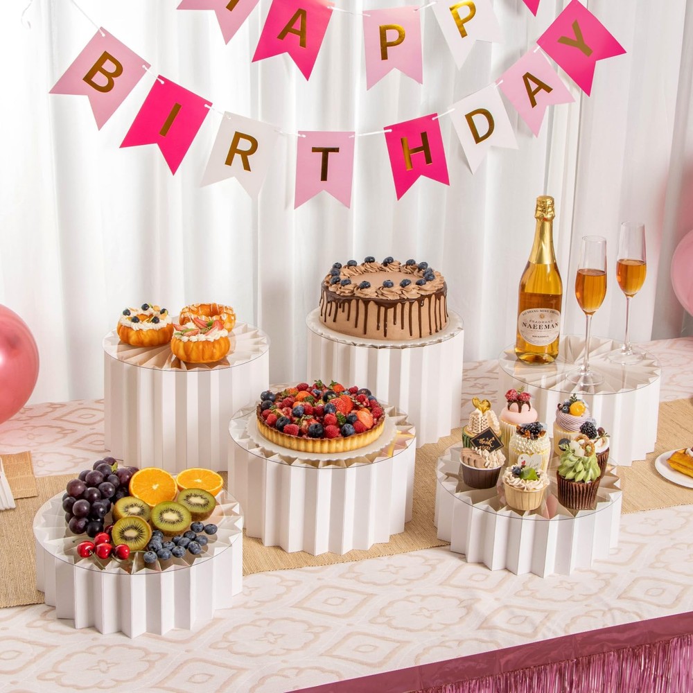 6 Pack Buffet Risers, Foldable Food Display Risers for Party, Display Stands ...