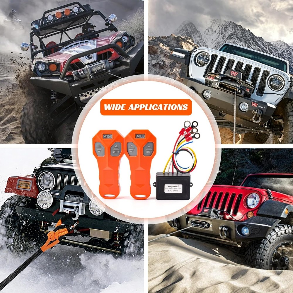 12V Wireless Winch Remote Control 2 Pack - 100FT Universal 5 Wire Controller Win