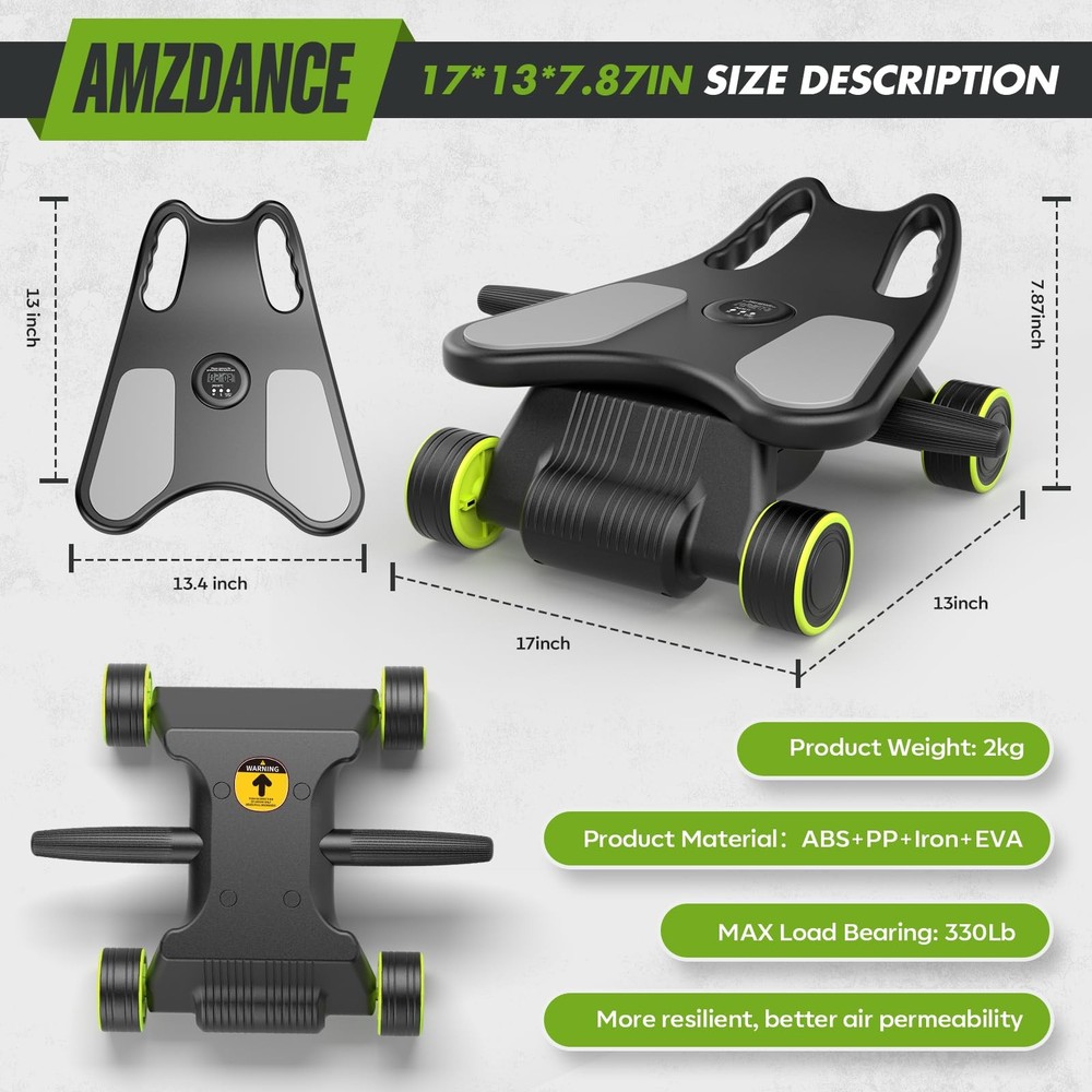 Ab Roller with Elbow Support, Core Workout Machine - 4 Wheels