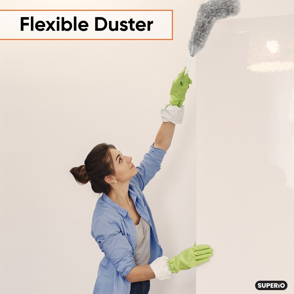 Superio Grey Duster with Aluminum Detachable Telescopic Handle 2 Pack