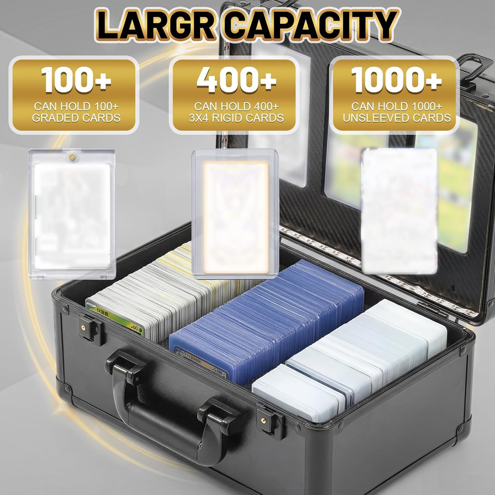 LED Display Graded Card Storage Case - Waterproof & Lockable Organizer Box