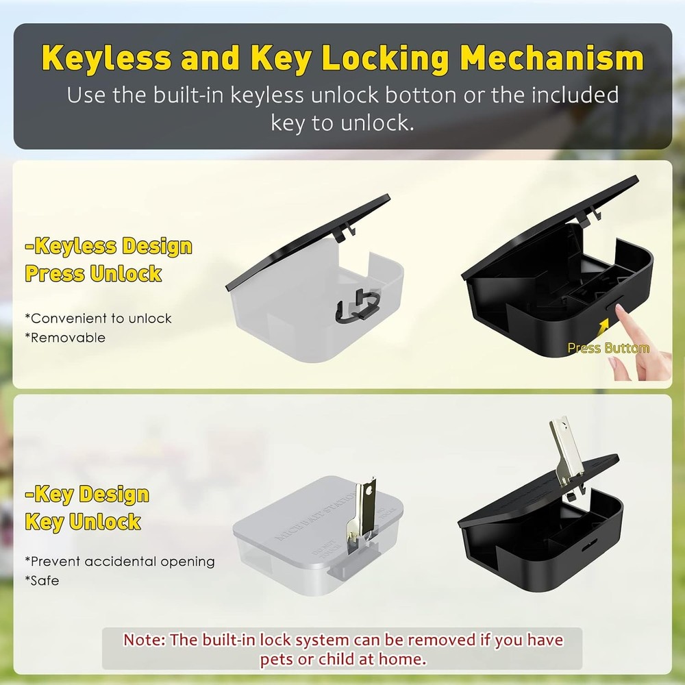 Robust 12 Pack Mouse Stations - Keyless Design for Effective Rodent Control
