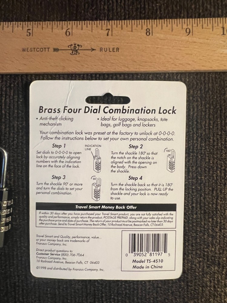 3 - Franzis Vintage Solid Brass Resettable Combo Locks