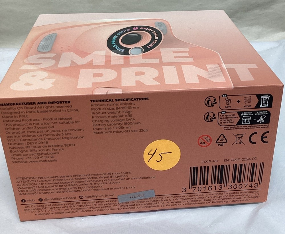 MOB PIXIPRINT CAMERA / Smile & Print- Free S&H