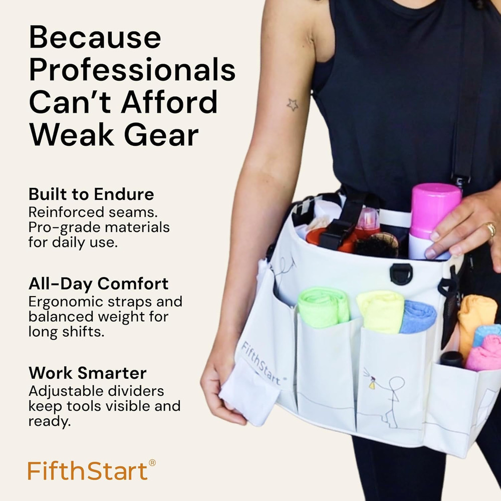 Multiuse Cleaning Caddy - Adjustable Straps & Caddy Organizer with Handle - Mesh