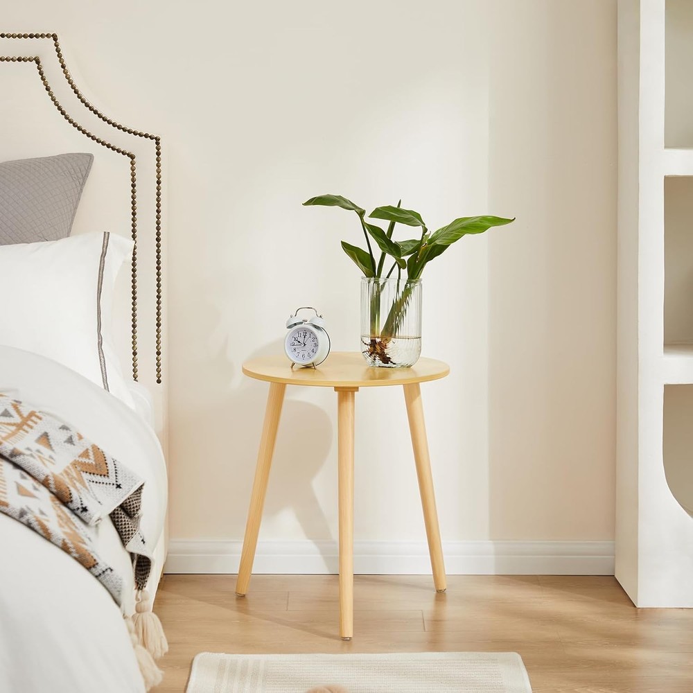 Small Round Side Table Modern Light Wood Side Table Bedside Nightstand End Table