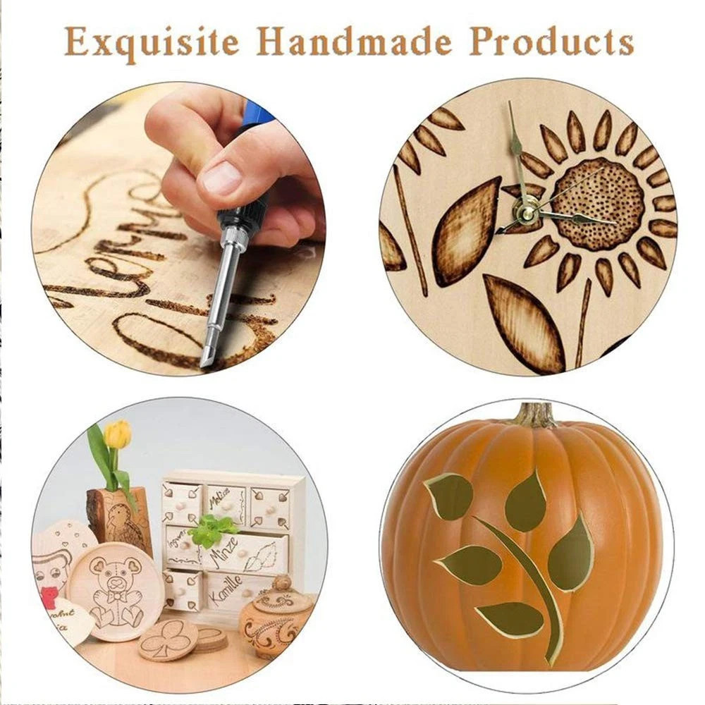 Wood Burning Kit, Woodburning Tool Adjustable Temperature 200~450 ℃ Pyrography..