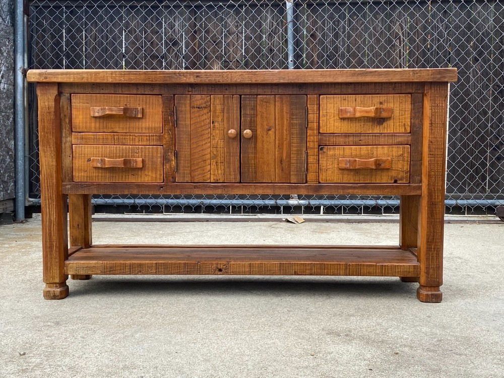 Antique Elm Buffet Cabinet