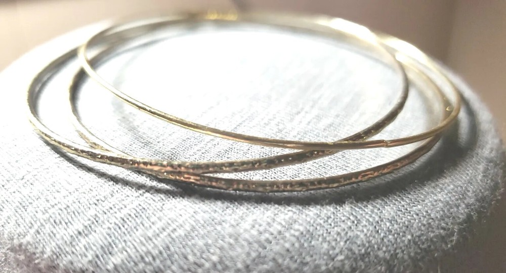 Three Vintage Gold Tone Bangle Bracelets 8" diameter