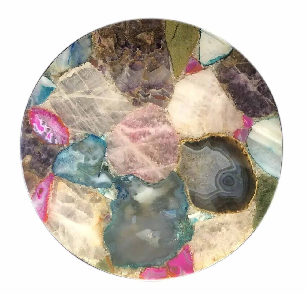 Mix Agate Table Top Natural stones Handmade Work home Decor