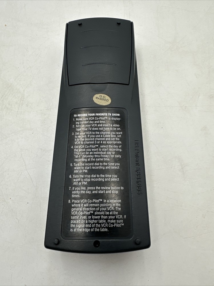 Original VCR Co-Pilot Remote Program & Record VHS Remote Control Tested Works!