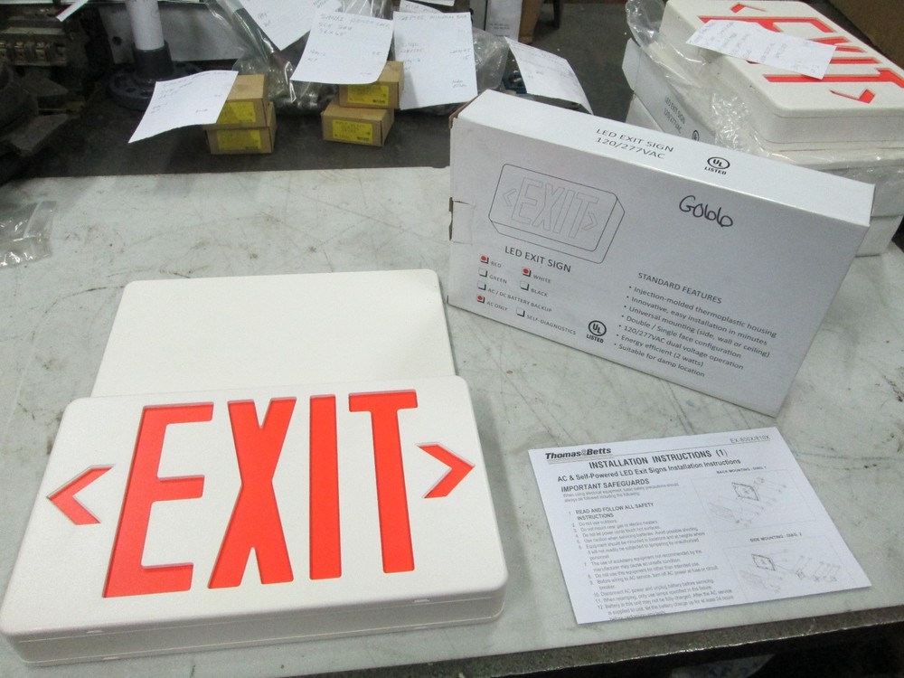 Thomas & Betts Plastic Exit Sign Cat #QLX500RN AC Model RED LED (NIB)