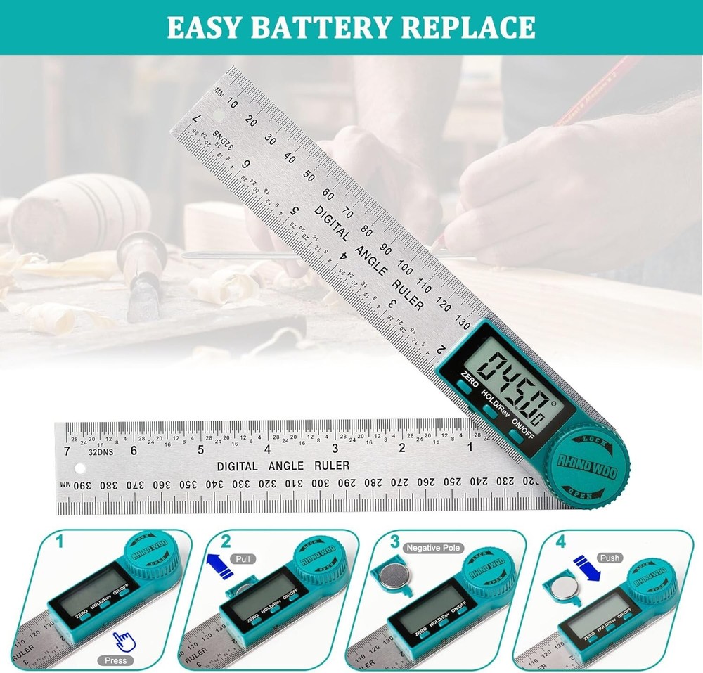Accurate Angle & Measurement Tool - Digital Protractor with 2 Included Batteries