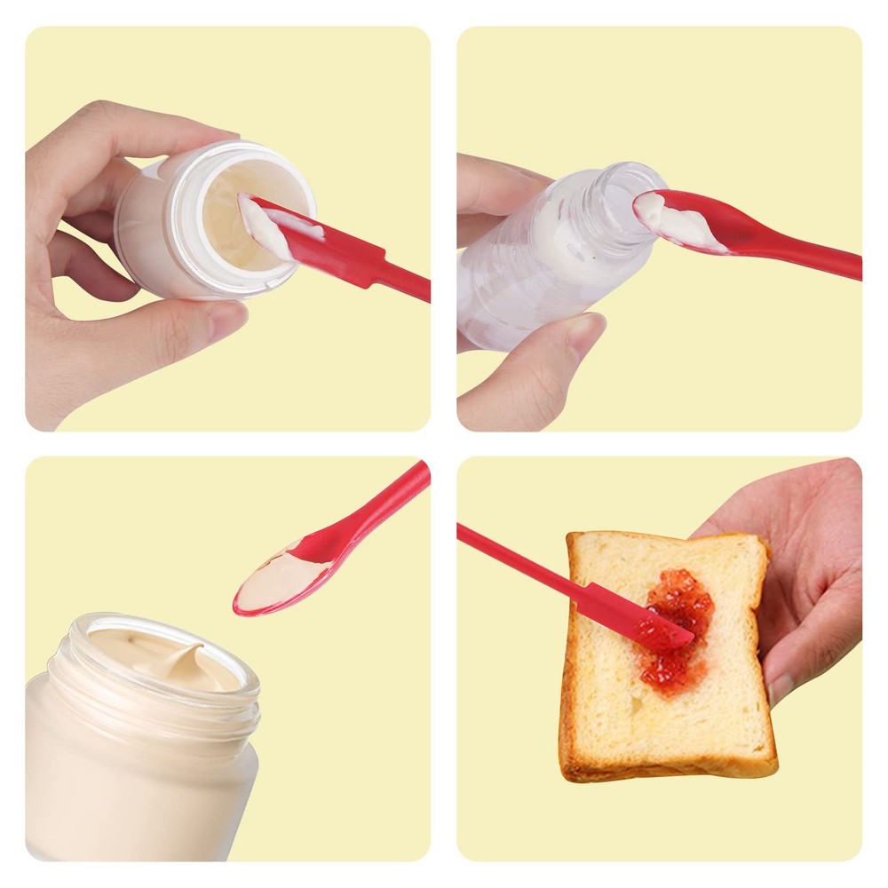 Mini Silicone Spatula Set for Jar Scraping Kitchen Baking Tool Red Black