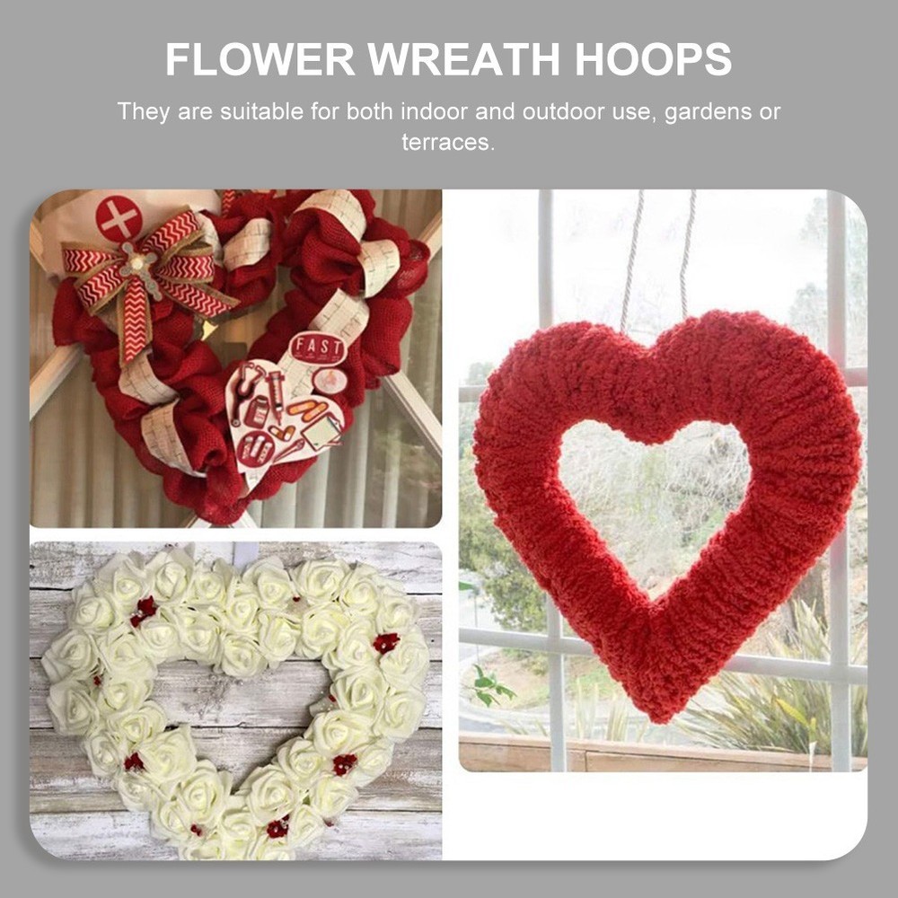 4 Pcs Heart Wreath Form Wire Frame Hanging Floral Making
