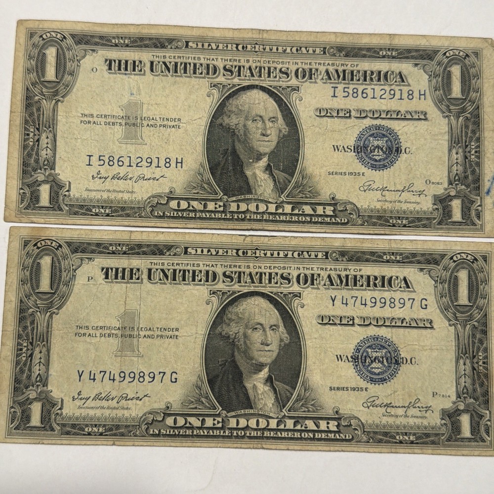 1935 $1 Silver Certificates Fair Shape (2) D312