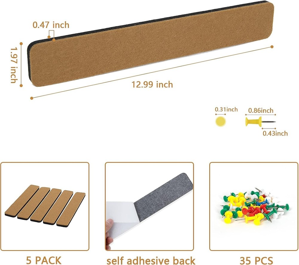 Space-Saving Felt Bulletin Board Strips - Perfect for Notes & Photos Display