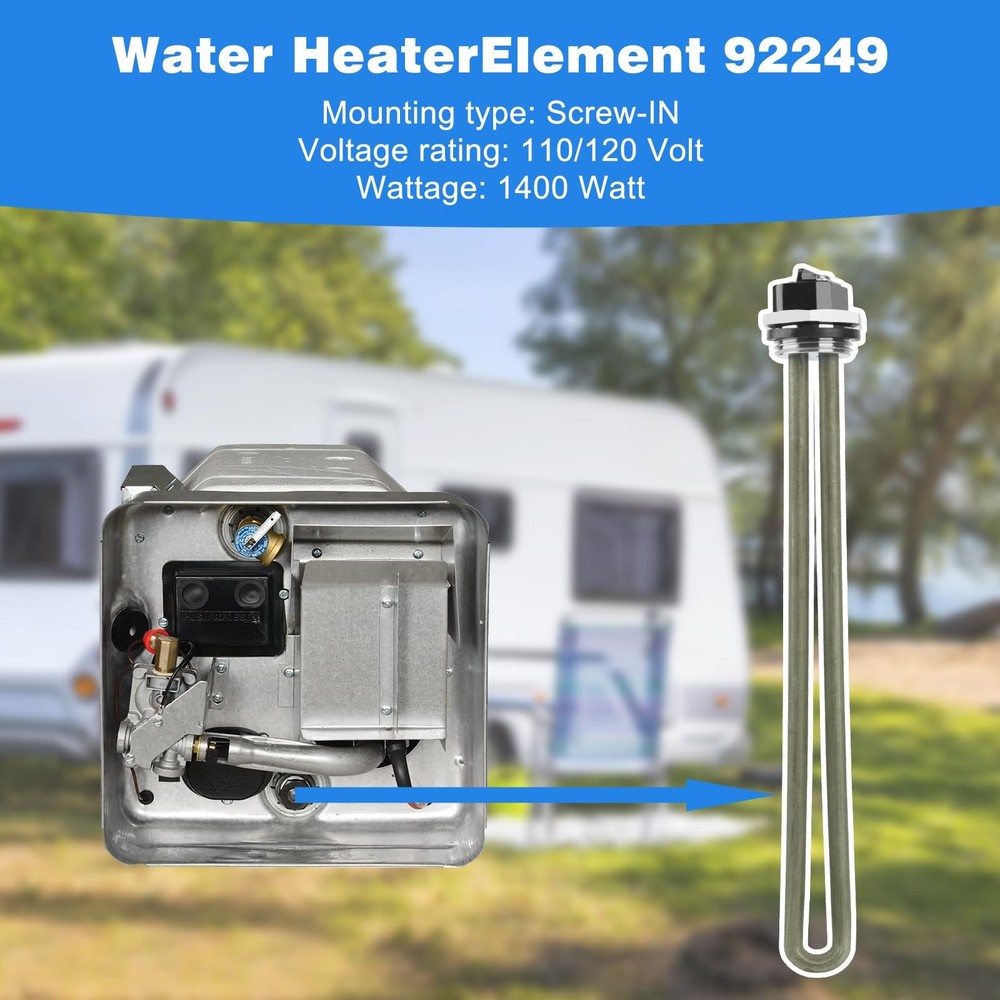 92249 RV Water Heater Element for Atwood Parts gc6aa-10e Black