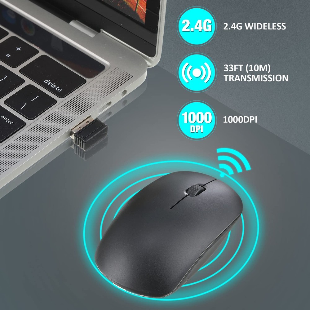 2.4G Wireless Mouse Bulk 10 Pack 1000 DPI Optical with USB Receiver for PC
