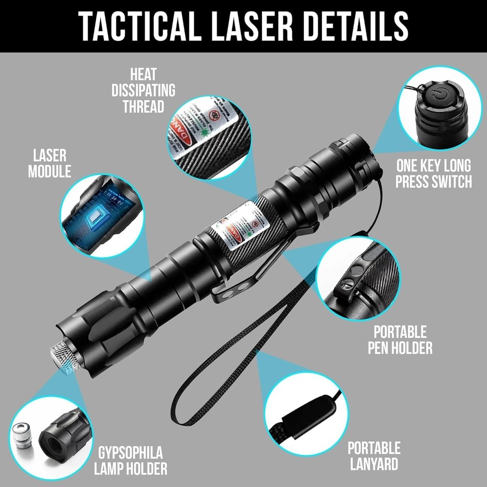 High Power Green Laser Pointer | Tactical Long Range Green Laser Pointer | Si...
