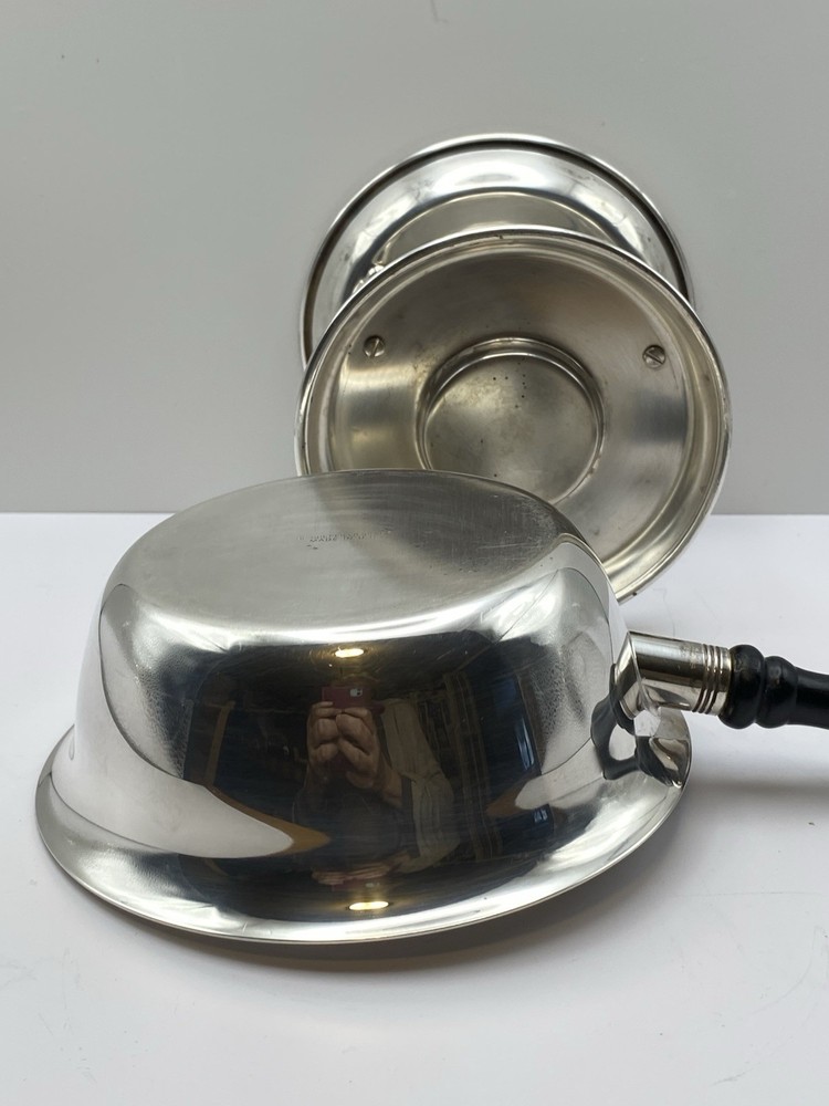 Vintage Sheffield Silver Co Plated Warming Serving Chafing Dish Wood Handle