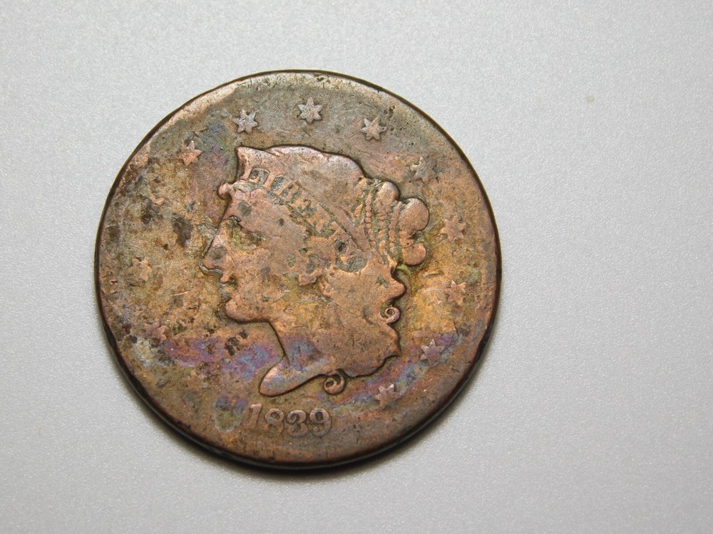 US COINS 1839 CORONET HEAD LARGE CENT