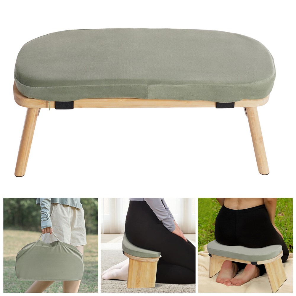 Foldable&Ergonomic Meditation Stool Foldable Kneeling Meditation Bench w/Cushion