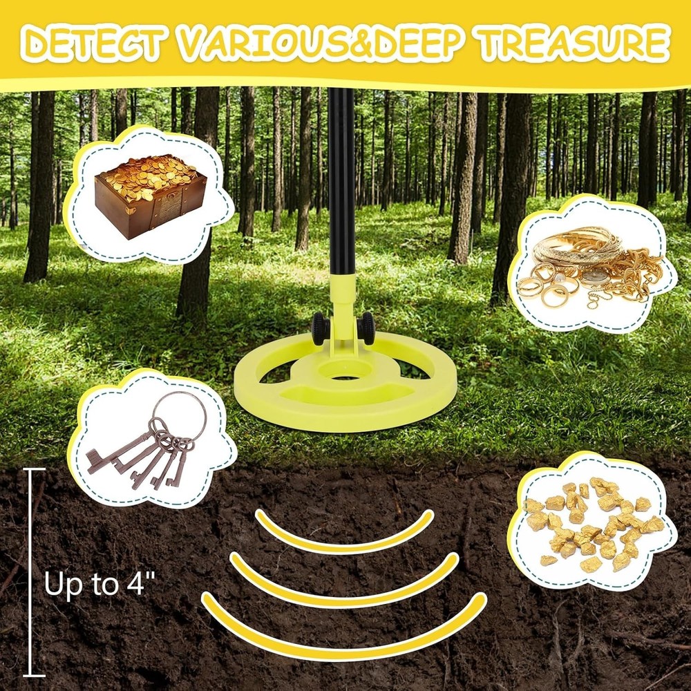 Interactive Kids Metal Detector 6'' Coil - Adjustable & Fun LCD Display Included