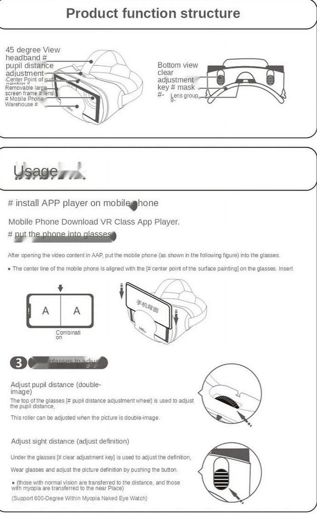 VR Headset with Controller Adjustable 3D VR Glasses Virtual Reality Headset