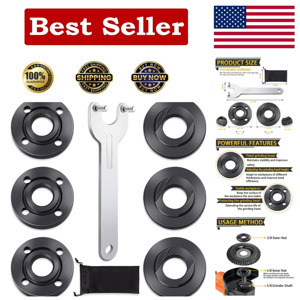 7PCS Angle Grinder Nut Flange Wrench,  Black, Silver