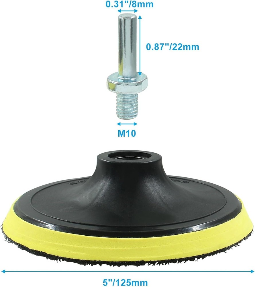 Litoexpe 2 Pack 5 Inch Hook and Loop Backing Pads with M10 Thread Drill Adapter