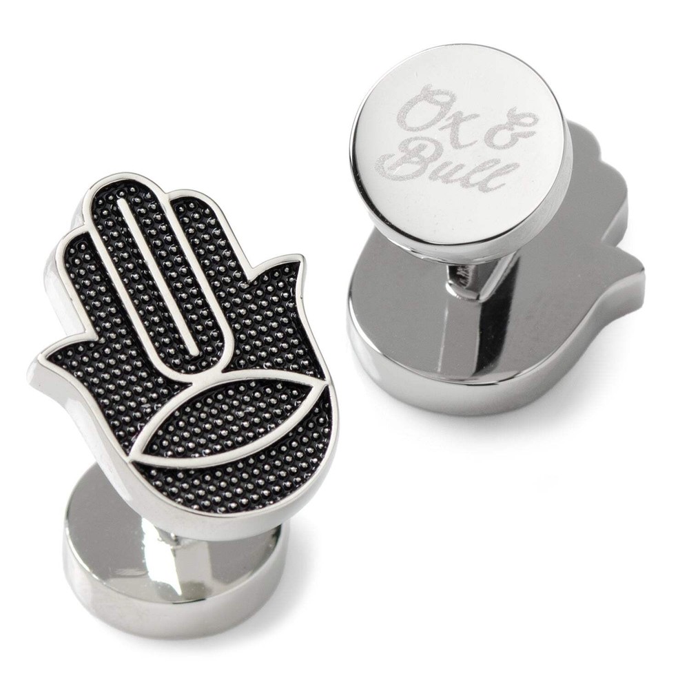 Hamsa Textured Silver Cufflinks