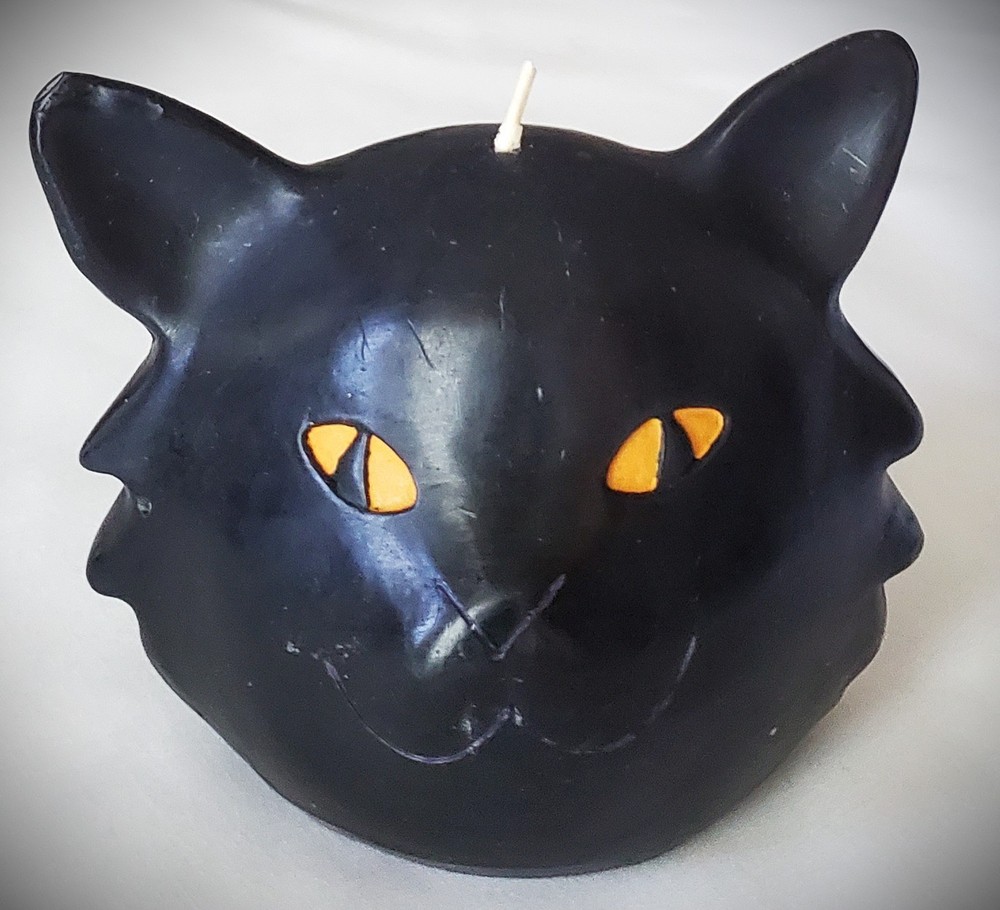 Halloween Black Cat Head Candle