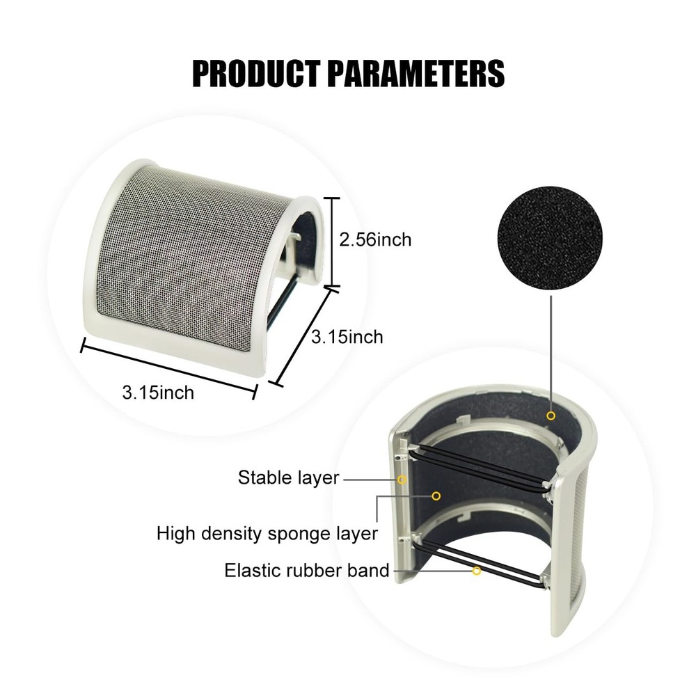 Microphone Pop Filter Golden Pop Protection with Foam Layer Windscreen Shield