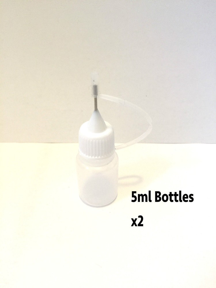 Empty Bottle with Needle Precision Tip for Gem-Tac Glue Refill Various Sizes UK