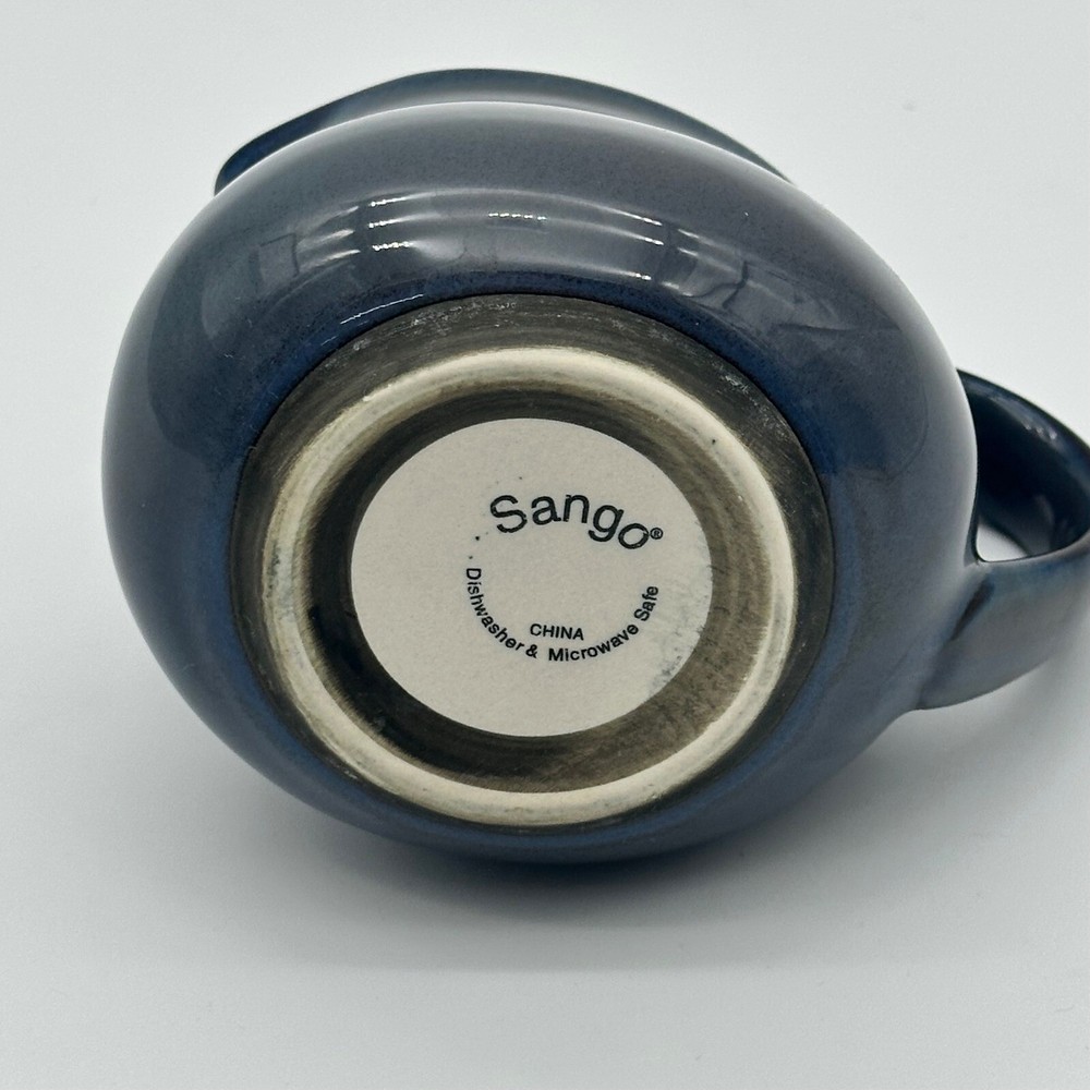 SANGO Stoneware Blue Creamer MCM Sleek Oval Design