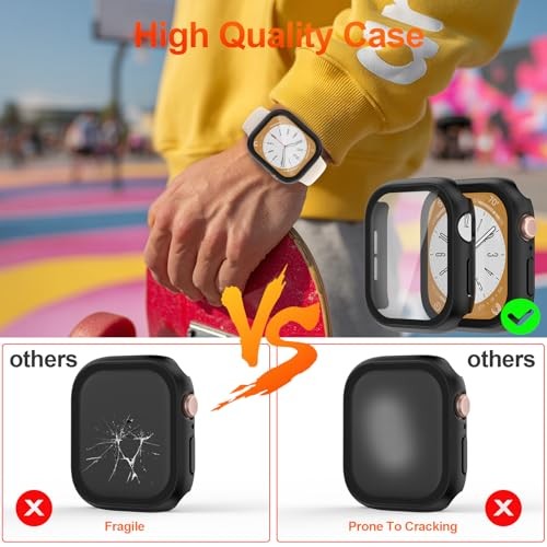 AUDOZ [2 Pack] Case for Apple Watch Screen 44mm Matte Black+Matte Black