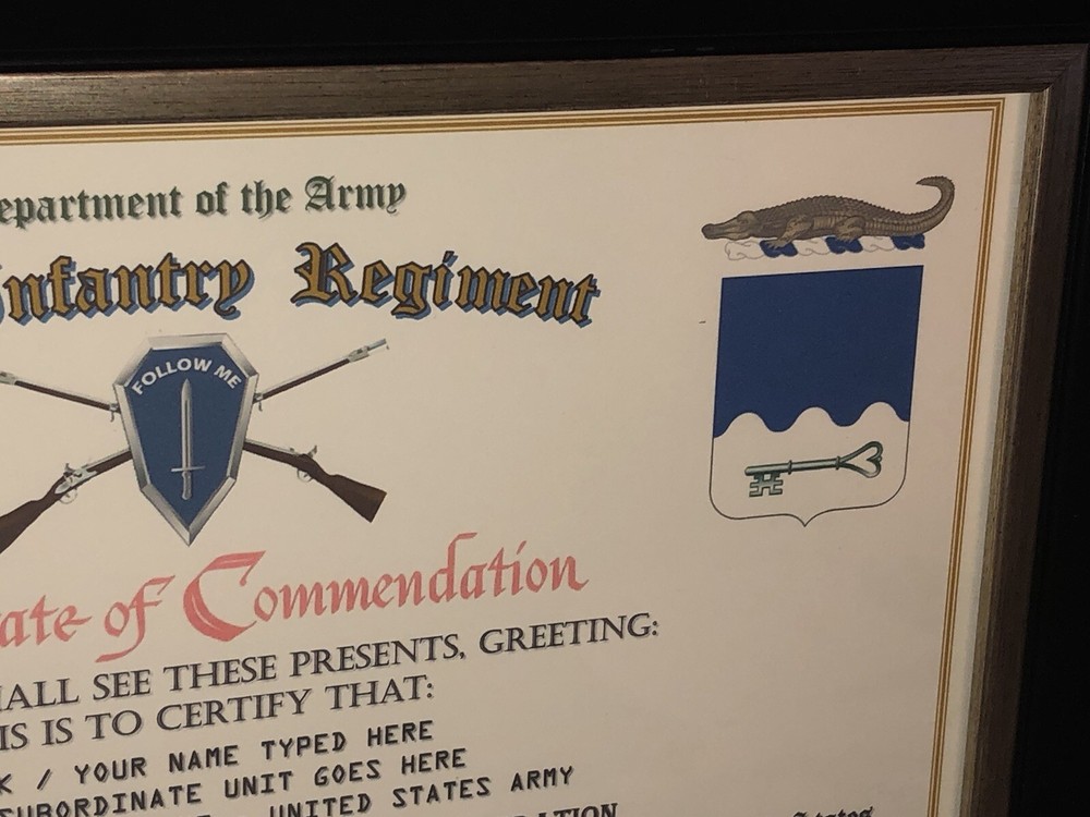 211TH INFANTRY REGIMENT / COMMEMORATIVE - CERTIFICATE OF COMMENDATION