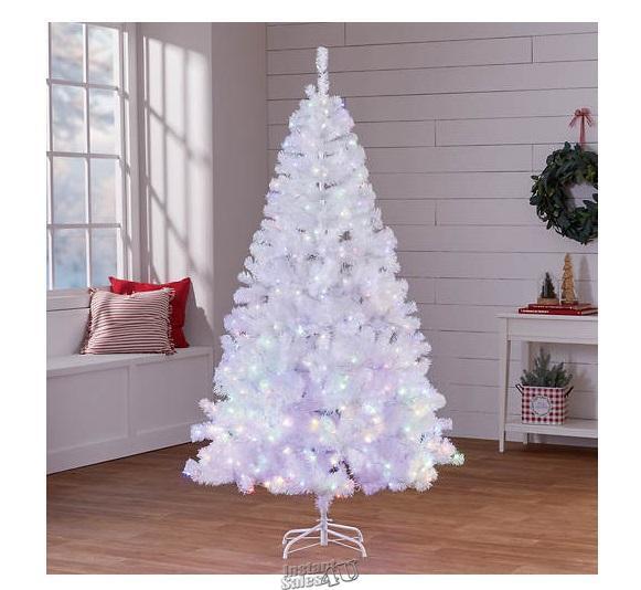 Stoneberry 6.5 ft White Christmas Tree 8 Functions Multi Color Light Prelit