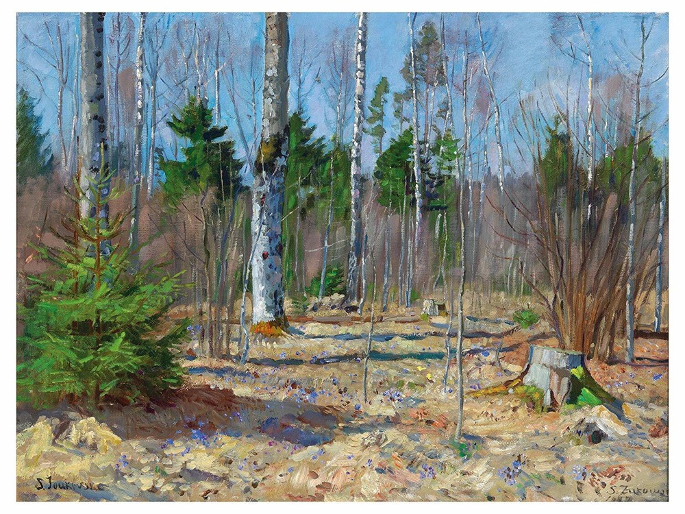 Spring Forest Trees by S. Zhukovsky Tile Mural Kitchen Backsplash Marble Ceramic