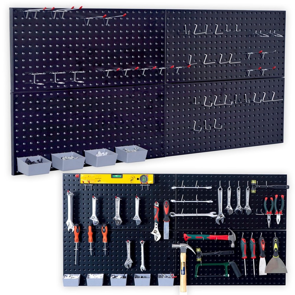 Pegboard Organizer Garage Storage - 48pcs Pegboard Hooks Set, Pegboard Tool O...