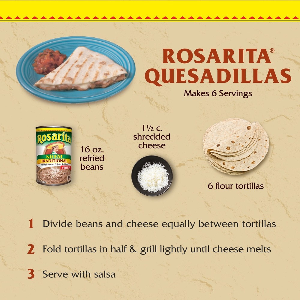 8 Pack No Fat Traditional Refried Beans 16 oz.