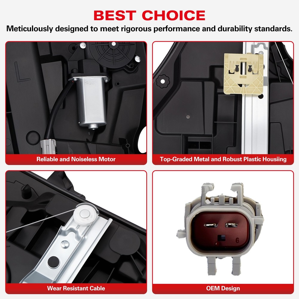 For 2007-2011 Dodge Nitro Rear Left Power Window Regulator with Motor and Panel