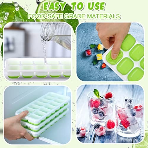 36 Pack Silicone Ice Cube Trays - Flexible Stackable Molds with Lid for Drinks &
