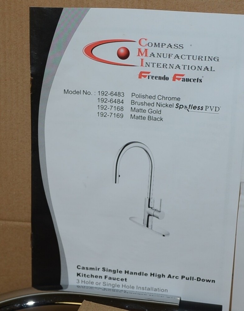 CMI Casmir 192 6483 Single Handle High Arc Pull Down Kitchen Faucet