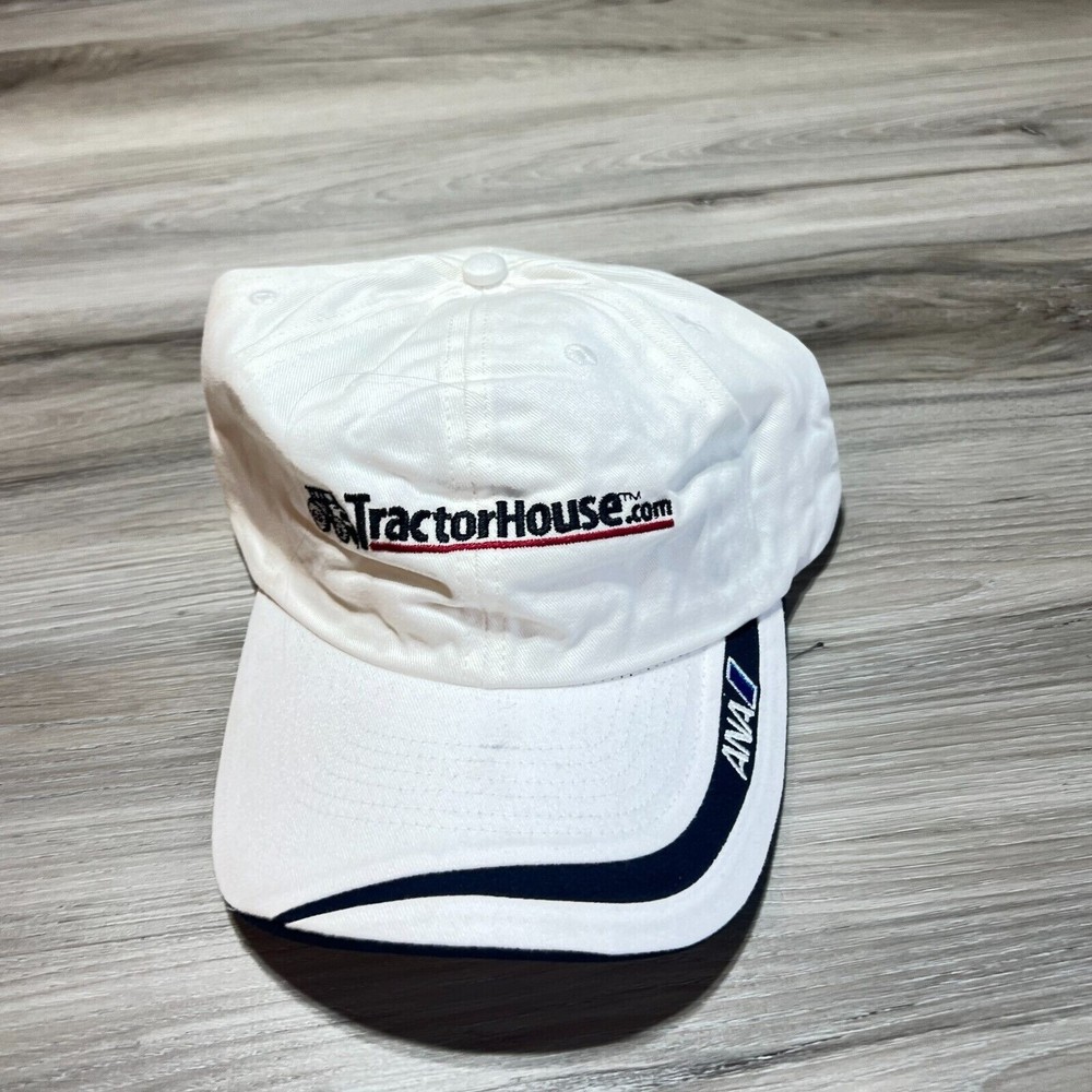 Ana Open Tractor House dot Com Snap Back Hat Cap White Embroidered Retro