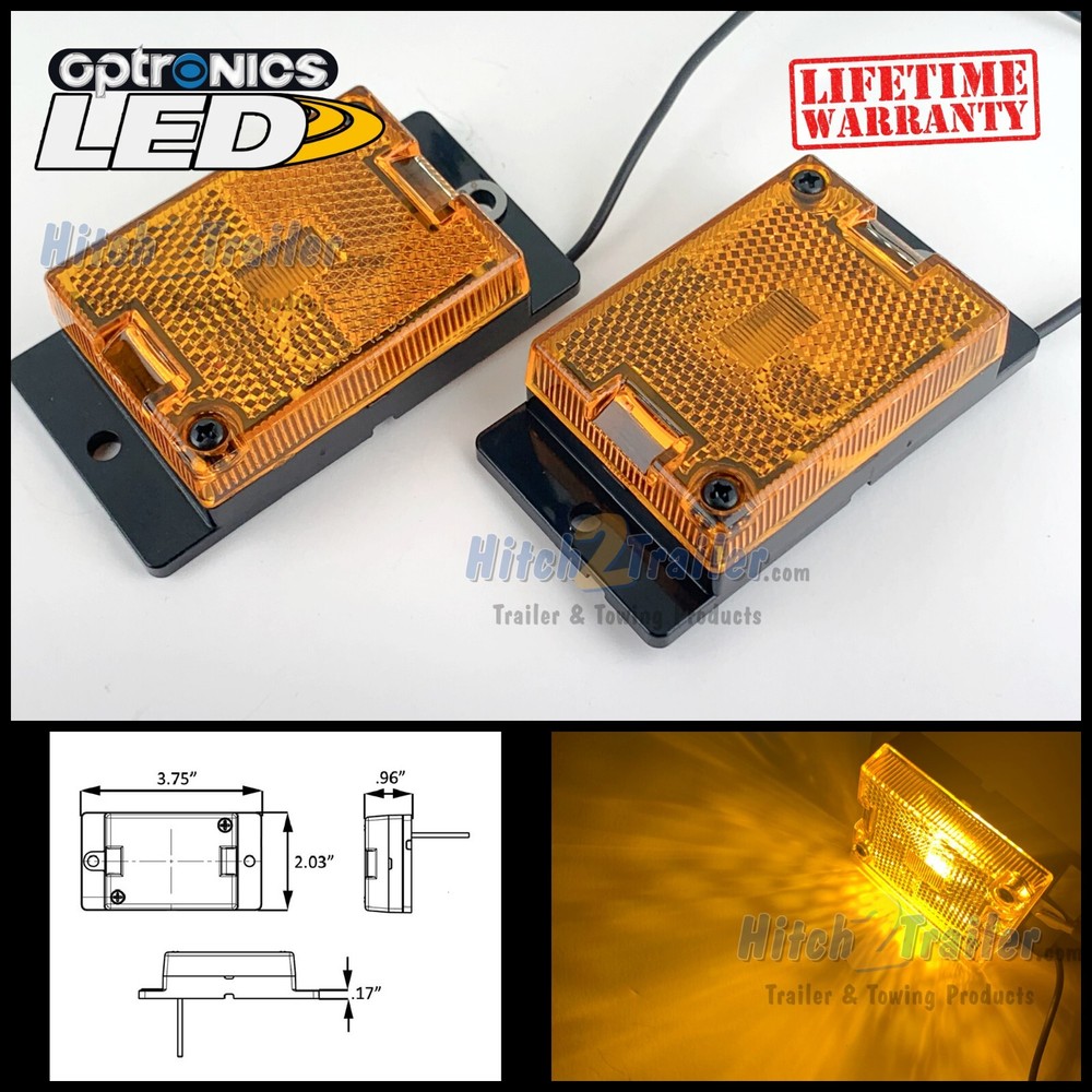 (2) Optronics MCL35AEB 3 LED Light side Marker Clearance Surface mount 1 wire